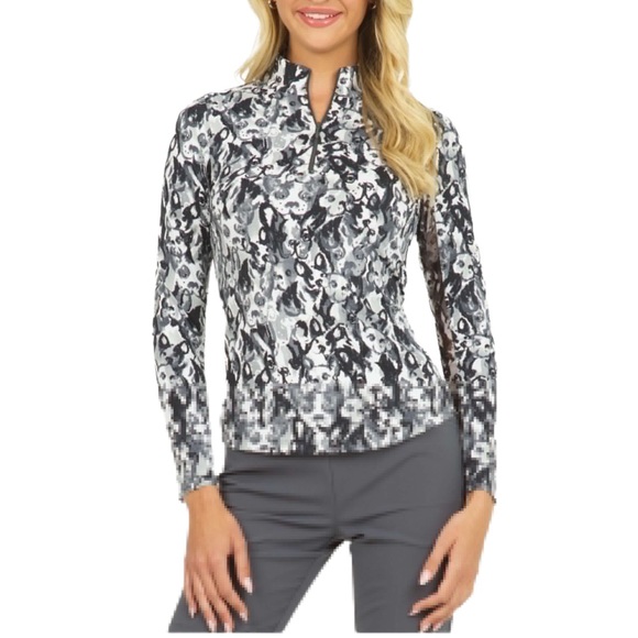 IBKUL Tops Ibkul Luna Long Sleeve Mock Neck Golf Sun Shirt Poshmark